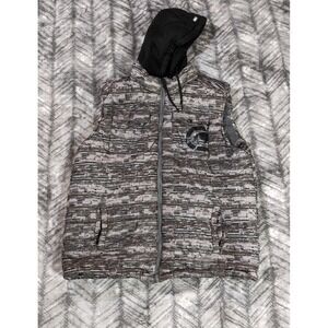 Ecko Unltd Mens XL Puffer Jacket Vest Full Zip Hoodie Sleeveless Camo Skate Y2K